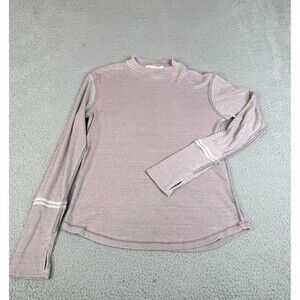 FREE PEOPLE We The Free Shirt Womens M Lavender Stitched Long Sleeve Thumbholes
